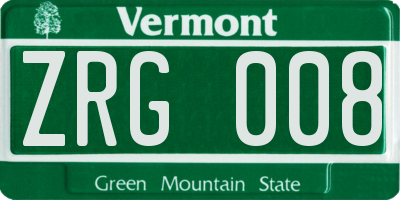 VT license plate ZRG008