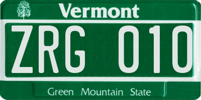 VT license plate ZRG010