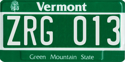 VT license plate ZRG013