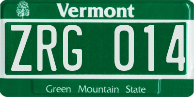 VT license plate ZRG014