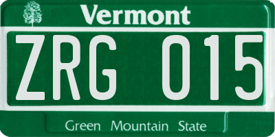 VT license plate ZRG015