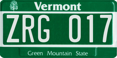 VT license plate ZRG017