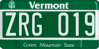 VT license plate ZRG019