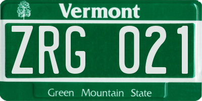 VT license plate ZRG021