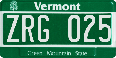 VT license plate ZRG025