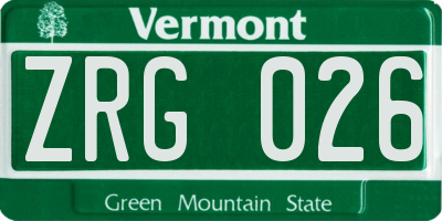 VT license plate ZRG026
