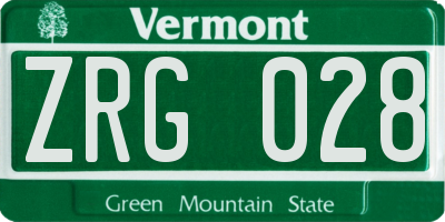 VT license plate ZRG028