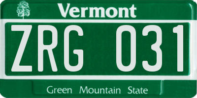 VT license plate ZRG031