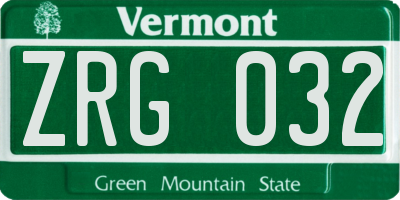 VT license plate ZRG032