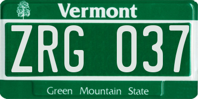 VT license plate ZRG037