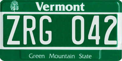 VT license plate ZRG042