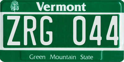 VT license plate ZRG044