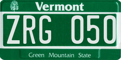 VT license plate ZRG050