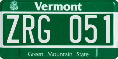 VT license plate ZRG051