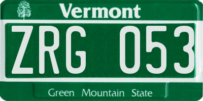 VT license plate ZRG053