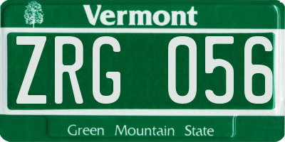 VT license plate ZRG056