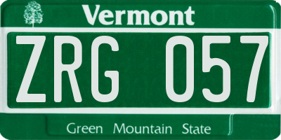 VT license plate ZRG057