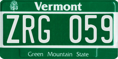 VT license plate ZRG059
