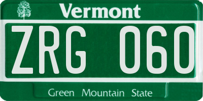 VT license plate ZRG060