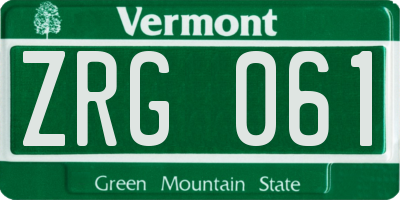 VT license plate ZRG061