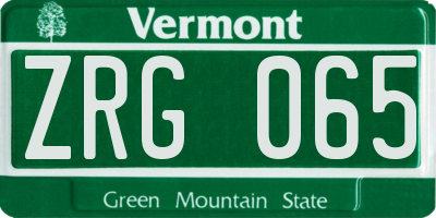 VT license plate ZRG065