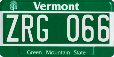 VT license plate ZRG066