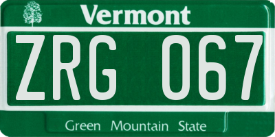 VT license plate ZRG067