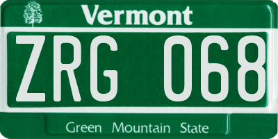 VT license plate ZRG068