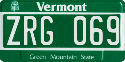 VT license plate ZRG069