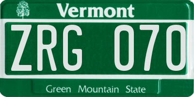 VT license plate ZRG070