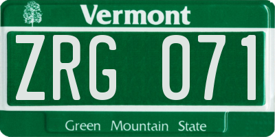 VT license plate ZRG071
