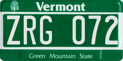 VT license plate ZRG072