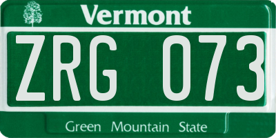 VT license plate ZRG073