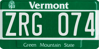 VT license plate ZRG074