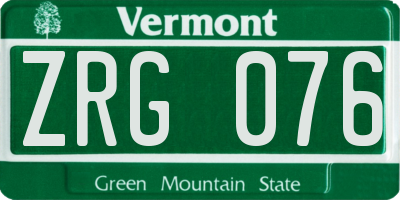 VT license plate ZRG076