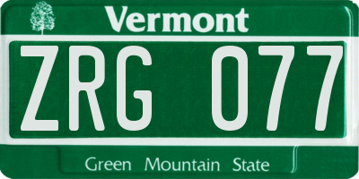 VT license plate ZRG077