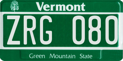 VT license plate ZRG080