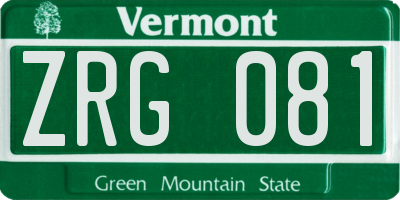 VT license plate ZRG081