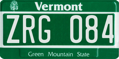 VT license plate ZRG084