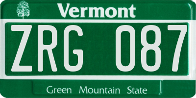 VT license plate ZRG087