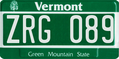 VT license plate ZRG089