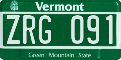VT license plate ZRG091