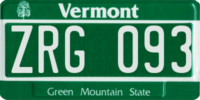 VT license plate ZRG093