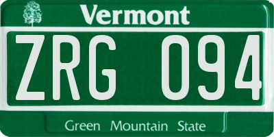 VT license plate ZRG094