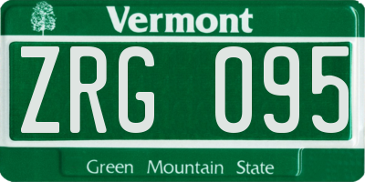 VT license plate ZRG095
