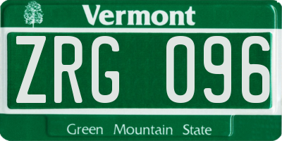 VT license plate ZRG096