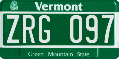 VT license plate ZRG097