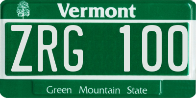 VT license plate ZRG100