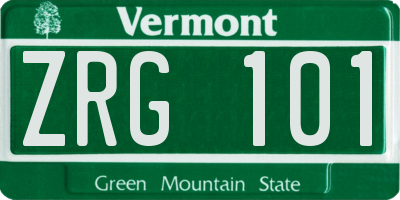 VT license plate ZRG101