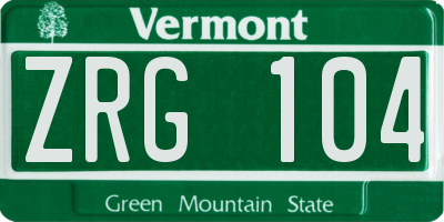 VT license plate ZRG104